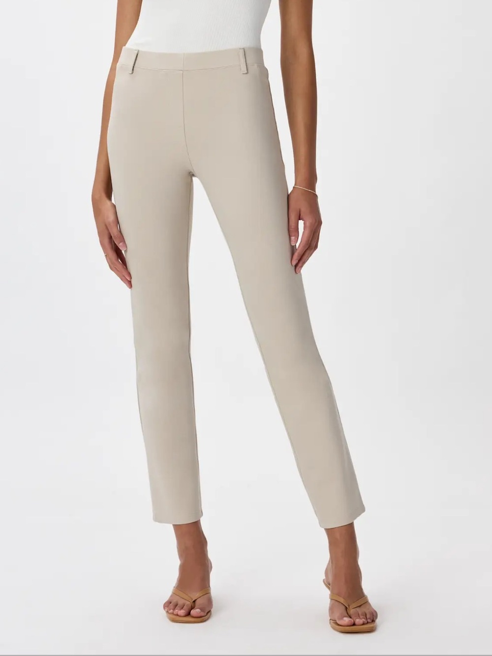 Quince Ecru Ultra-Stretch Ponte Straight Leg Pants Size Medium Petite